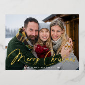 署名モダンスクリプトの写真 箔シーズンポストカード (正面)