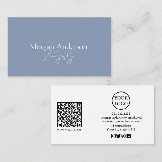 署名モダンスクリプトQRコードのソーシャル 名刺 (正面/裏面)