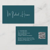 署名モダンスクリプトQRコードプロフェッショナル緑 名刺 (正面/裏面)