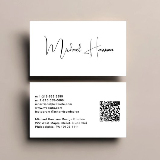 署名モダンスクリプトQRコードプロフェッショナル 名刺