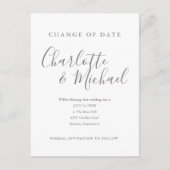 署名モダン延期された日付の変更 案内ポストカード (正面)