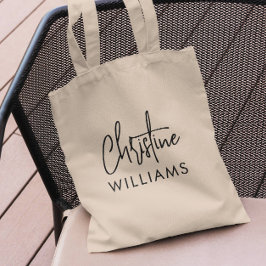 署名モノグラムミニマル手書きスクリプト トートバッグ