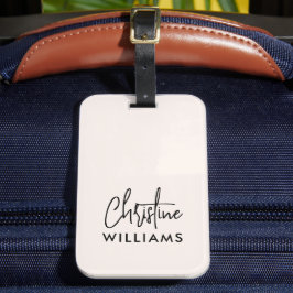 署名モノグラム手書きスクリプト赤面ピンク ラゲッジタグ