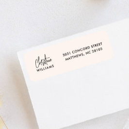 署名モノグラム手書きスクリプト赤面ピンク ラベル