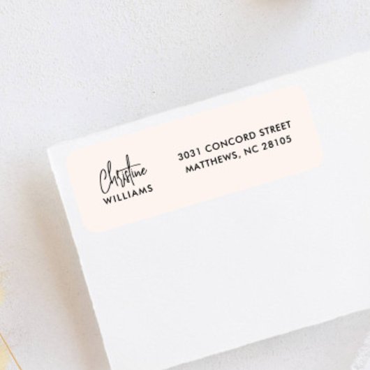 署名モノグラム手書きスクリプト赤面ピンク ラベル