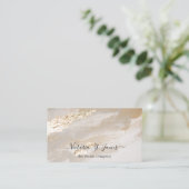 署名ヴィンテージ金ゴールドベージュ名刺 名刺 (スタンド正面)