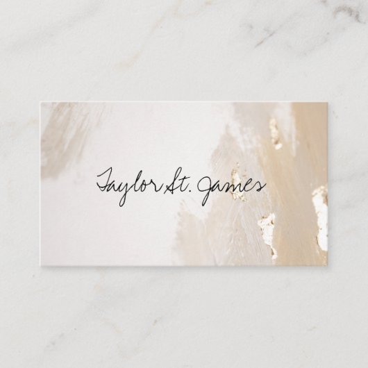 署名ヴィンテージ金ゴールドベ絵画ージュ 名刺 (正面)