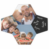 署名付き3枚のフォトコラージュ白黒 サッカーボール (フラット)