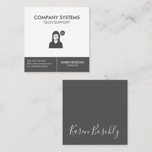 署名企業の付きカスタマー・サポート スクエア名刺 (正面/裏面)