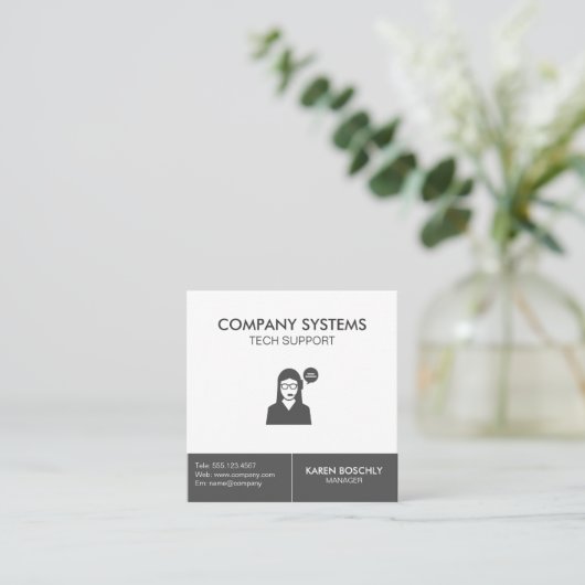 署名企業の付きカスタマー・サポート スクエア名刺 (スタンド正面)