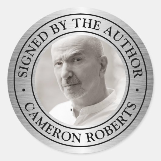 署名作家カスタム写真銀色 ラウンドシール (正面)