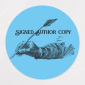 署名済みコピーと作家名の蔵書票 ラベル (デザイン2)