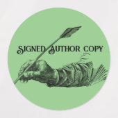 署名済みコピーと作家名の蔵書票 ラベル (デザイン2)