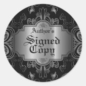 署名済みコピー白黒抽象芸術フローラ ラウンドシール (正面)