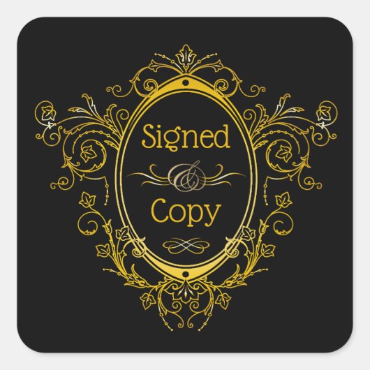 署名済みコピー – 作家ブックプレート スクエアシール (正面)