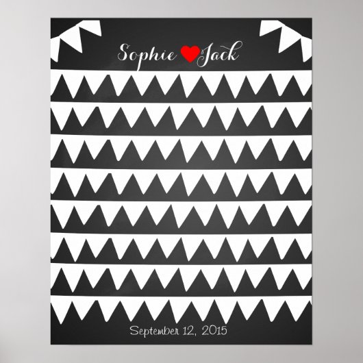 署名結婚のゲストブックの折り畳み旗 ポスター (正面)