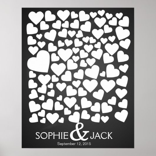 署名結婚のゲストブックハート署名 ポスター (正面)