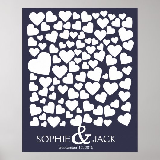 署名結婚のゲストブックハート ポスター (正面)