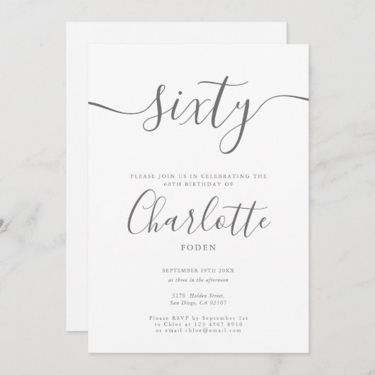 署名60番目の誕生日 招待状 (正面/裏面)