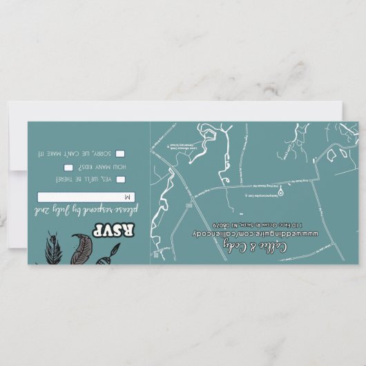 署名： Matte 4" x 9.25インチ、標準ホワイトエンベロ 招待状 (裏面)