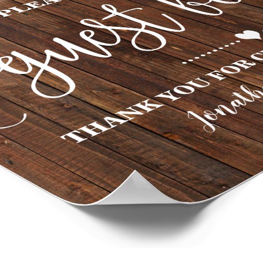 署名ourゲストブックウェスタンブライダル結婚ズサイン ポスター (角)