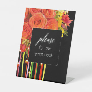 署名Ourゲストブックサイン – カラフルボーホプラーク 台座サイン