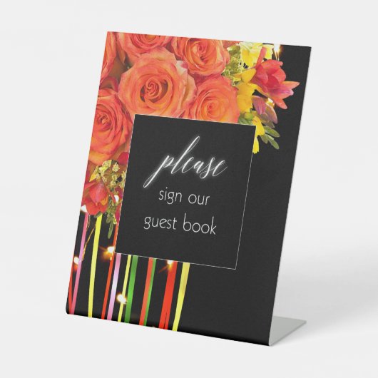 署名Ourゲストブックサイン – カラフルボーホプラーク 台座サイン (正面)