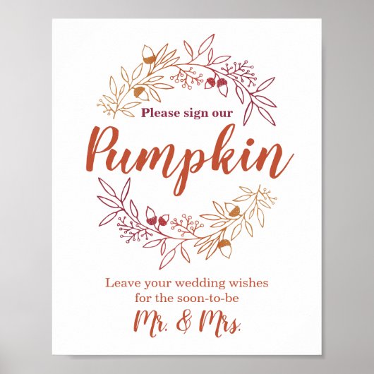 署名Our Pumpkin's 結婚婚約ゲストブック ポスター (正面)