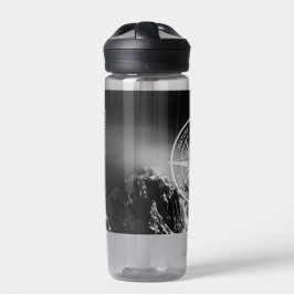 羅針星エンブレムモノグラムのドラマチックな山 ウォーターボトル