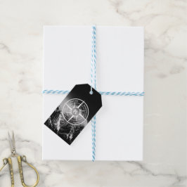 羅針星エンブレムモノグラムのドラマチックな山 ギフトタグ