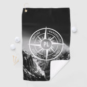 羅針星エンブレムモノグラムのドラマチックな山 ゴルフタオル (インサイチュ)