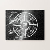 羅針星エンブレムモノグラムのドラマチックな山 ジグソーパズル (横)