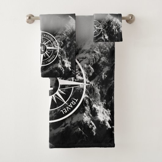 羅針星エンブレムモノグラムのドラマチックな山 バスタオルセット (インサイチュ)