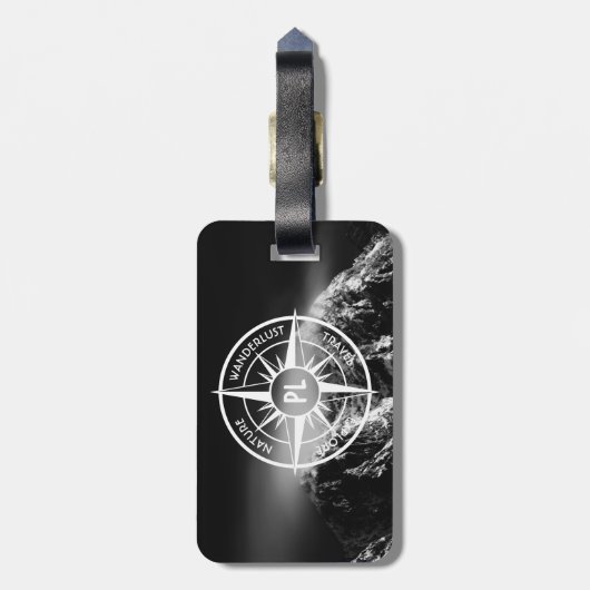 羅針星エンブレムモノグラムのドラマチックな山 ラゲッジタグ (裏面縦)