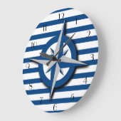 羅針盤とストライプのパ航海のターン ラージ壁時計 (傾斜)