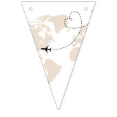 羅針盤と世界地図の飛行機ハート卒業 バンティングフラッグ (第3の旗)