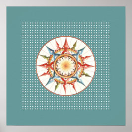 羅針盤バラ壁プリント ポスター