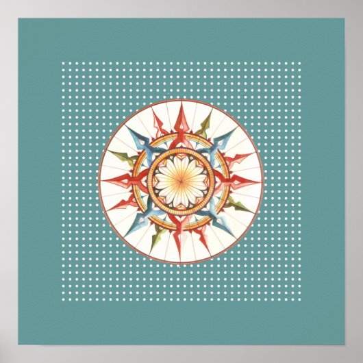 羅針盤バラ壁プリント ポスター (正面)