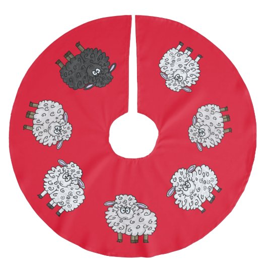 羊おもしろいのクリスマスツリースカート ブラッシュドポリエステルツリースカート (正面)