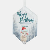 羊おもしろいメリークリスマスツリー雪ホリデーパーティー ガラスオーナメント (正面左)