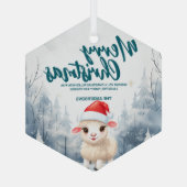 羊おもしろいメリークリスマスツリー雪ホリデーパーティー ガラスオーナメント (裏面)