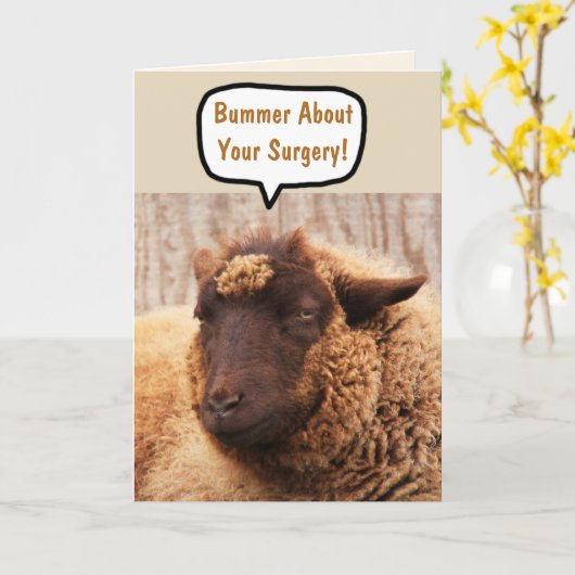 羊おもしろい手術 カード (黄色い花)