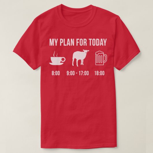 羊おもしろい農家今日の計画 Tシャツ (デザイン正面)