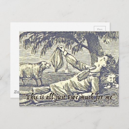 羊おもしろいEweグリーティングカードヴィンテージファームユーモア ポストカード (正面/裏面)