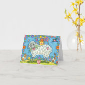 羊お洒落とポジスノートカー空白のド カード (黄色い花)