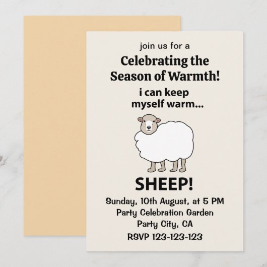 羊さえいれば私は自力で暖を取れる 羊 招待状 (正面/裏面)