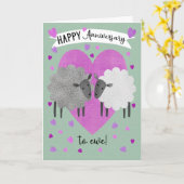 羊とハート カード (黄色い花)