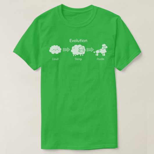 羊とプードルへの雲の進化 Tシャツ (デザイン正面)
