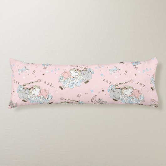 羊とベビー睡眠 ボディピロー (正面)