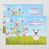 羊とホリデーエッグ誕生日招待状～ガールズ 招待状 (正面/裏面)